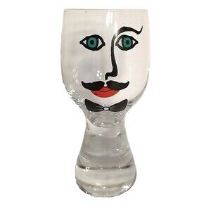 VTG Kosta Boda Sea Glasbruk Mans Face Mid Century Modern Barware Glass MCM